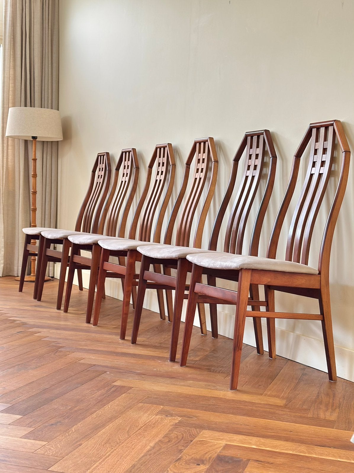 Set 6 vintage stoelen Farstrup Deens Design jaren 50/60/70, Ophalen, Hout, Gebruikt, Overige kleuren
