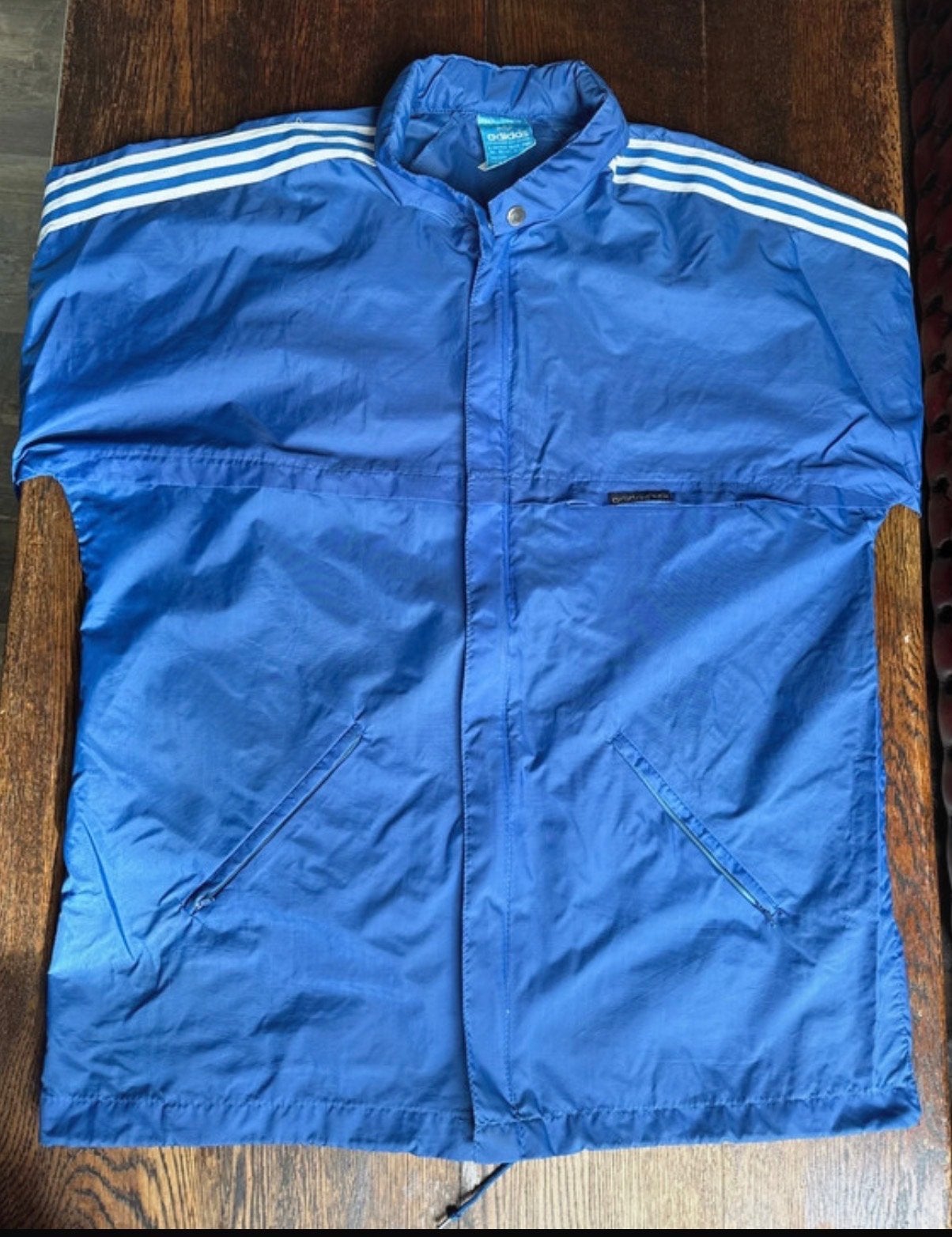 Vintage Adidas 1973 Windbreaker - Blauw - Maat 174, Ophalen of Verzenden, Gedragen, Overige maten, Blauw