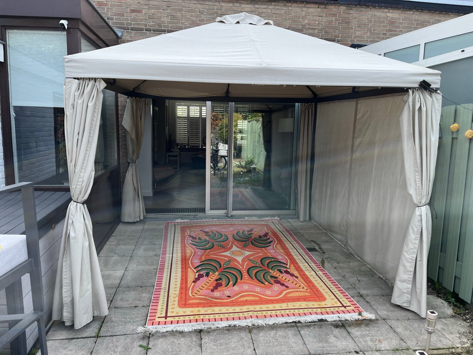 Ikea HIMMELSÖ Partytent met gordijnen en net, grijsbeige, Tuin en Terras, Partytenten, Ophalen, Gebruikt, Minder dan 4 meter, Paviljoen