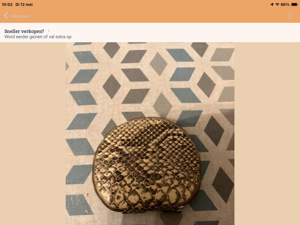 Antieke poederdoos met spiegel en slangenleer, Ophalen of Verzenden