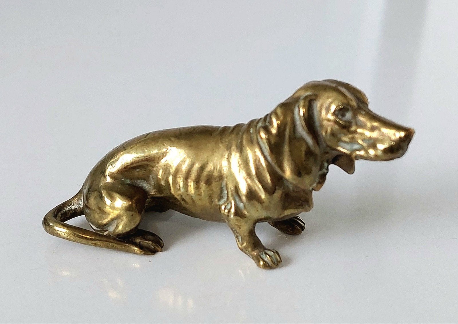 Antiek Beeldje van Teckel Hond Dachshund brons / messing, Verzenden, Brons