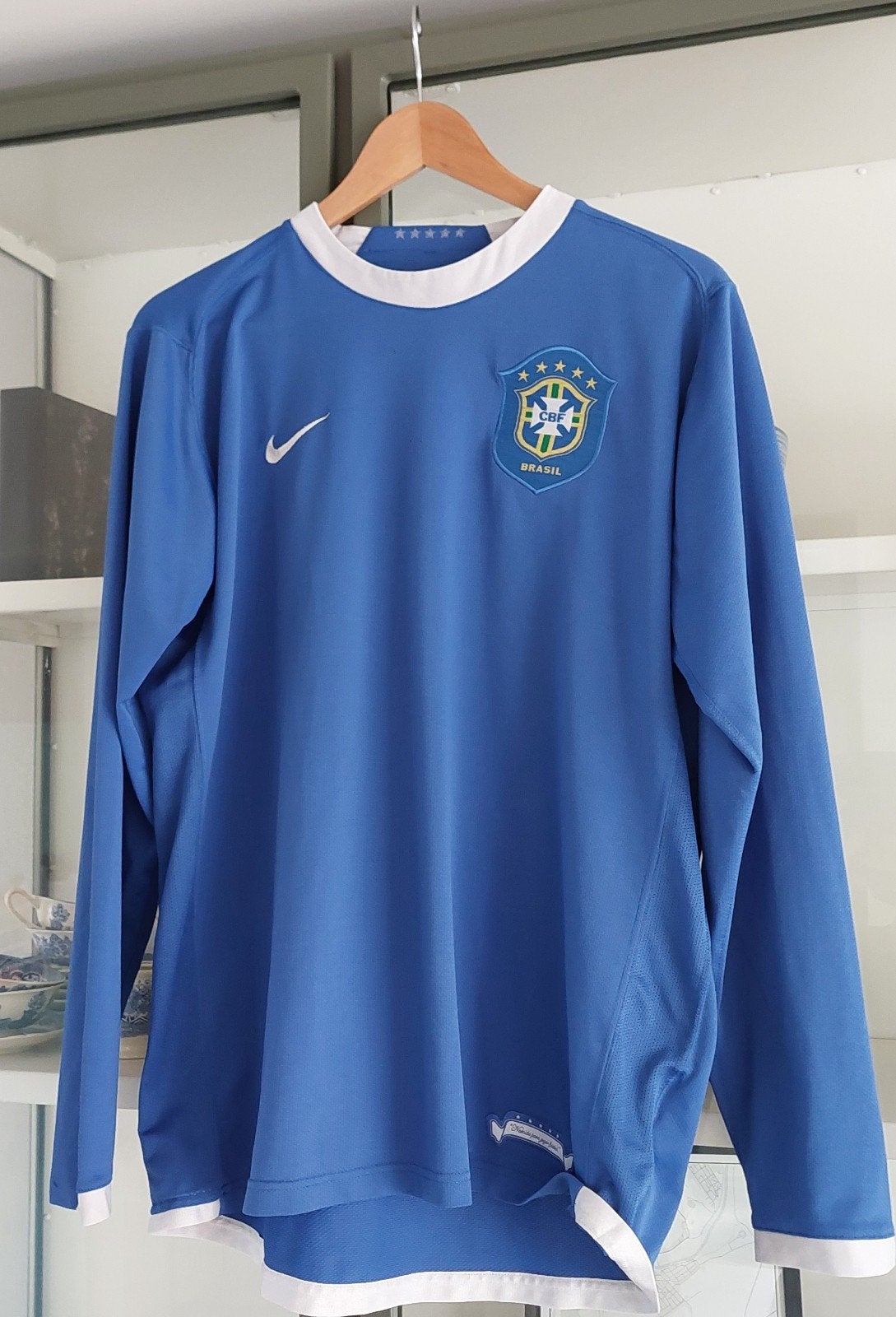 Nike Brazilië uitshirt 2006 Lange Mouwen - Maat L, Maat 52/54 (L), Blauw, Nike, Ophalen of Verzenden