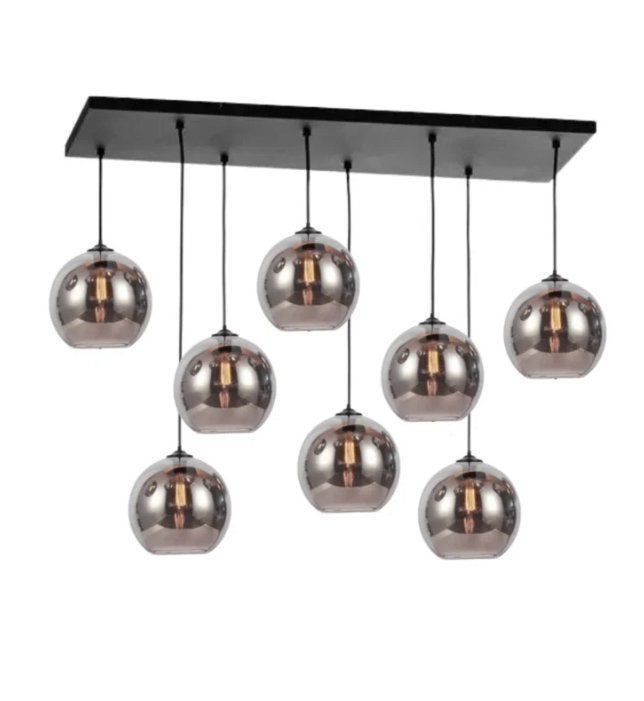 Hanglamp Smoke glas 8 lichts - 8 bollen, Huis en Inrichting, Ophalen of Verzenden, Nieuw, Glas, Eric kuster