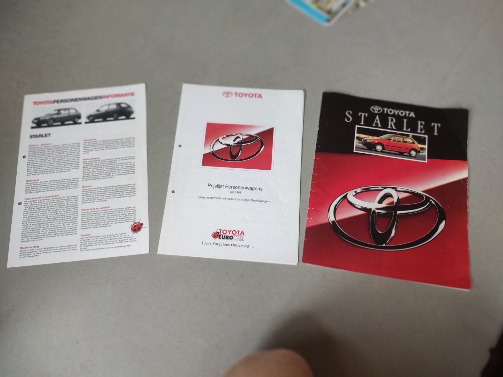 Toyota Starlet Prijslijst en Brochure 1995, Ophalen of Verzenden, Gelezen, Toyota, Toyota
