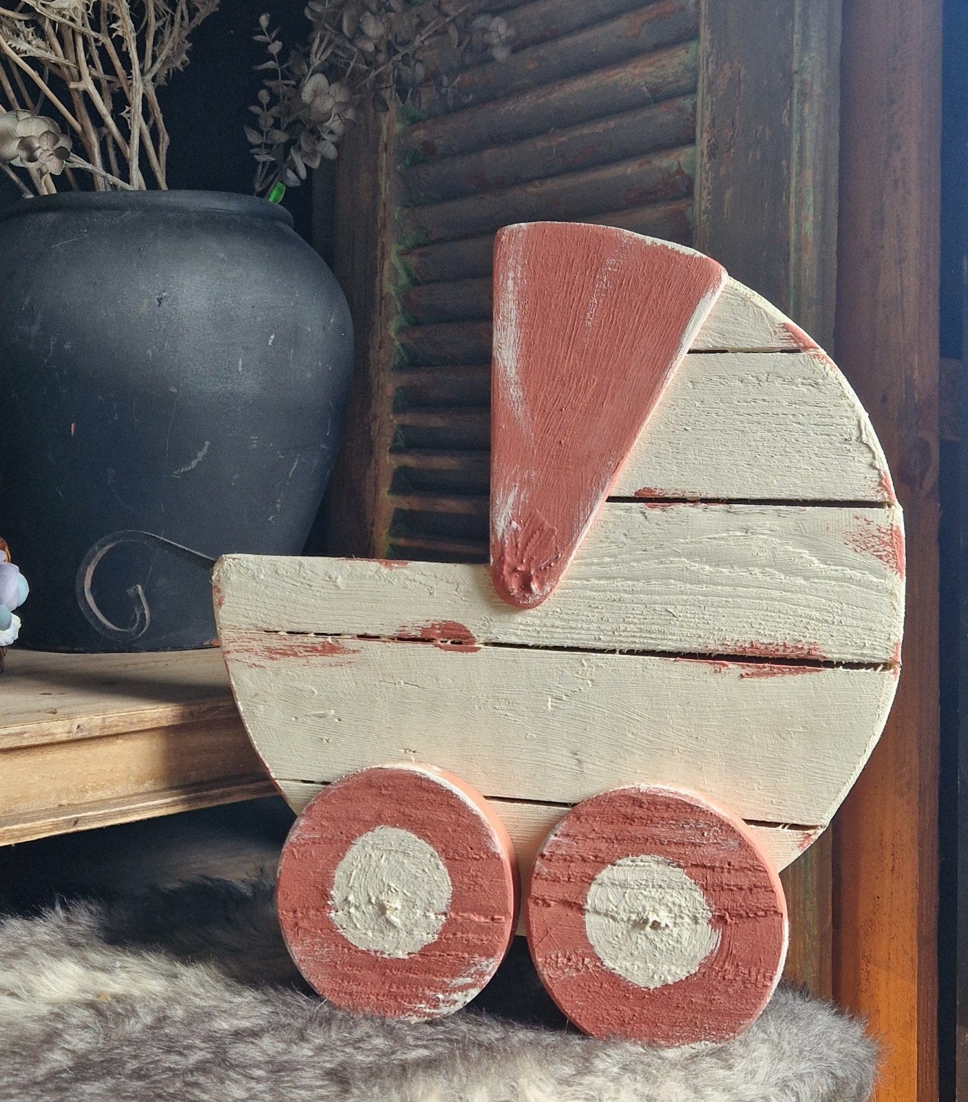 Decoratieve houten kinderwagen - Vintage stijl, Ophalen of Verzenden, Nieuw