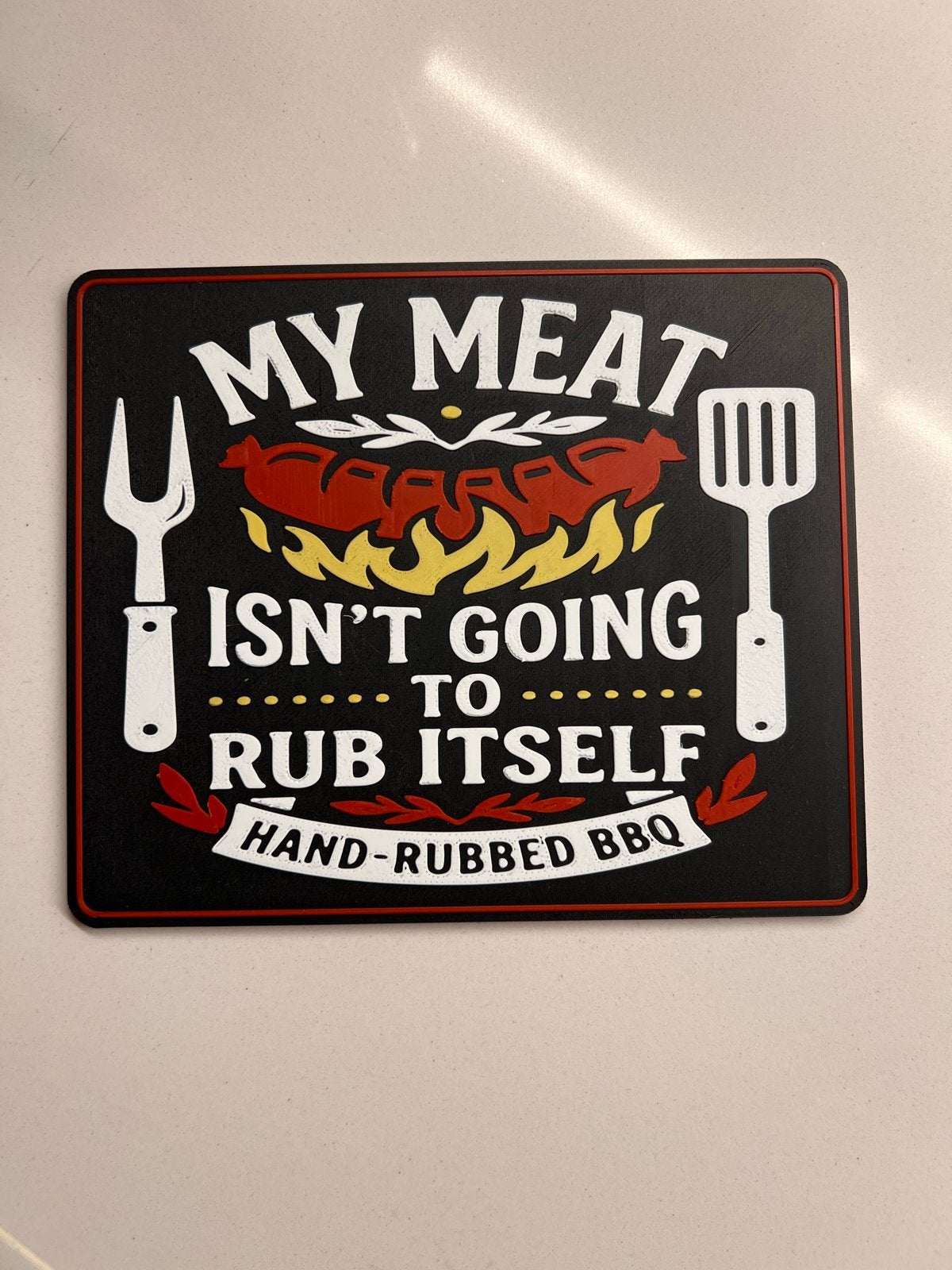Grappig BBQ bordje - "My Meat Isn't Going To Rub Itself", Ophalen of Verzenden, Nieuw