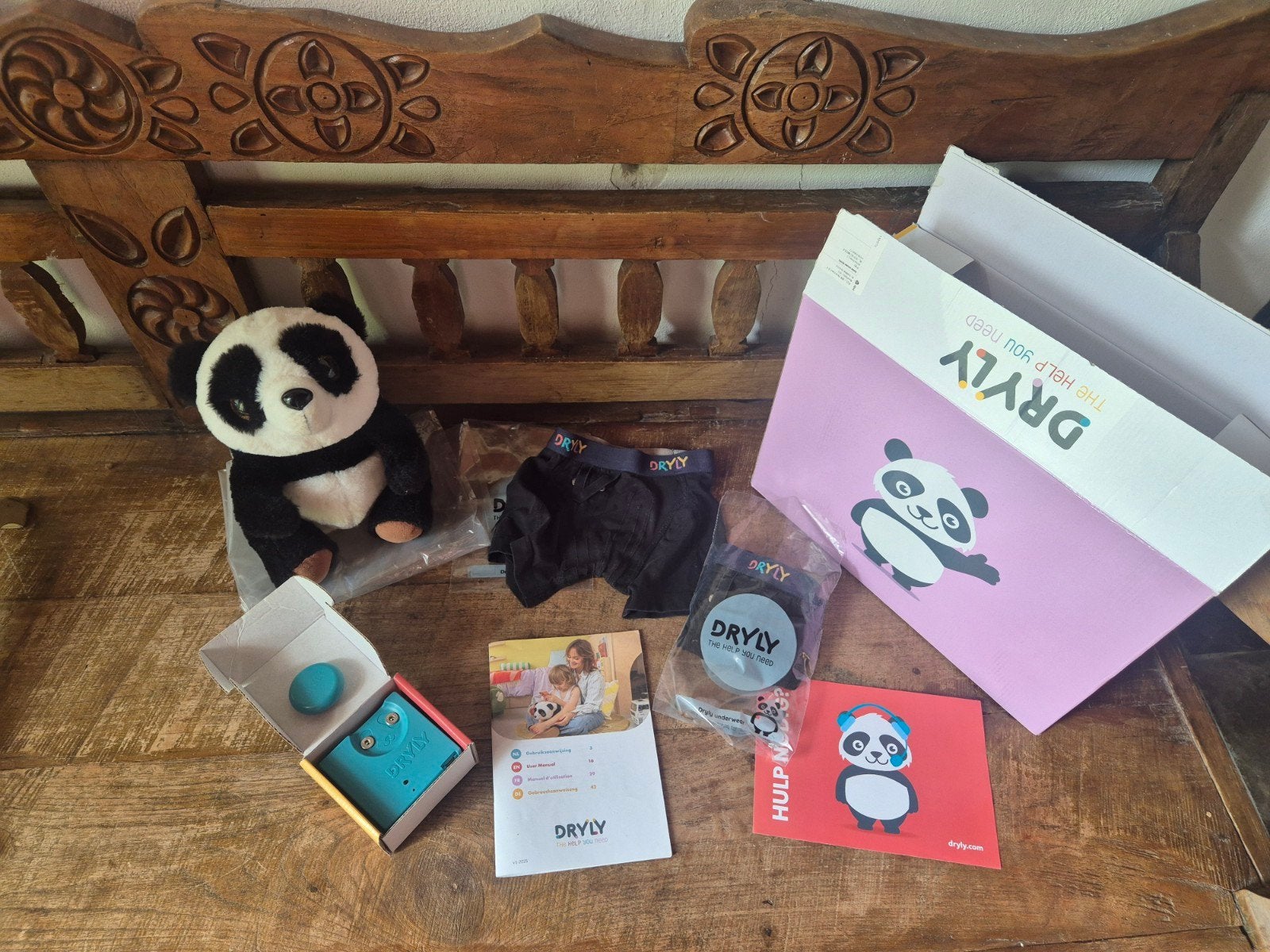 Dryly plaswekker met panda en 2 broekjes mt 110/116, Ophalen of Verzenden, Zo goed als nieuw