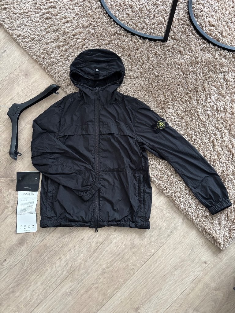 Stone Island Garment Dyed Crinkle Reps Hooded Jacket, Kleding | Heren, Jassen | Zomer, Verzenden, Zwart, Maat 46 (S) of kleiner