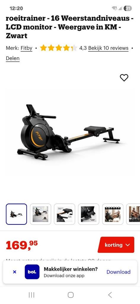 Roeitrainer zie foto, Sport en Fitness, Fitnessapparatuur, Ophalen of Verzenden, Zo goed als nieuw