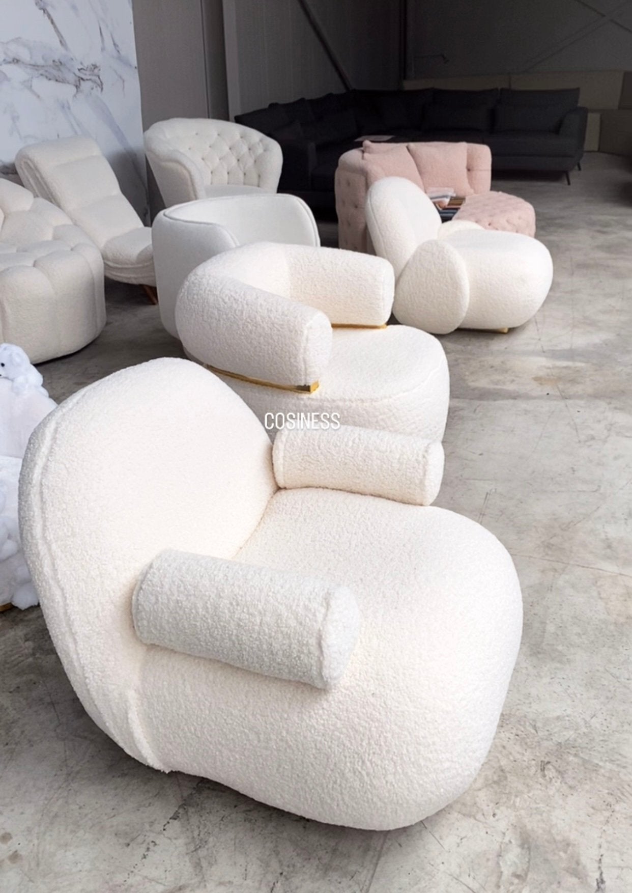 Ongebruikte/nieuwe teddy/boucle fauteuils voor volwassenen, Overige materialen, Teddy, boucle, wit, japandi, wabisabi, bohemian