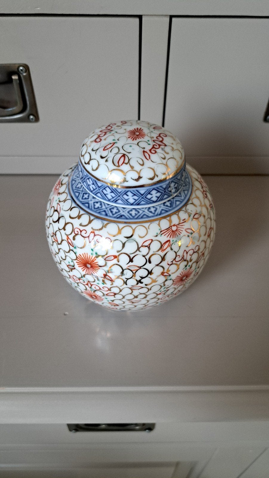Prachtige Oosterse Porseleinen Pot met Deksel, Ophalen of Verzenden