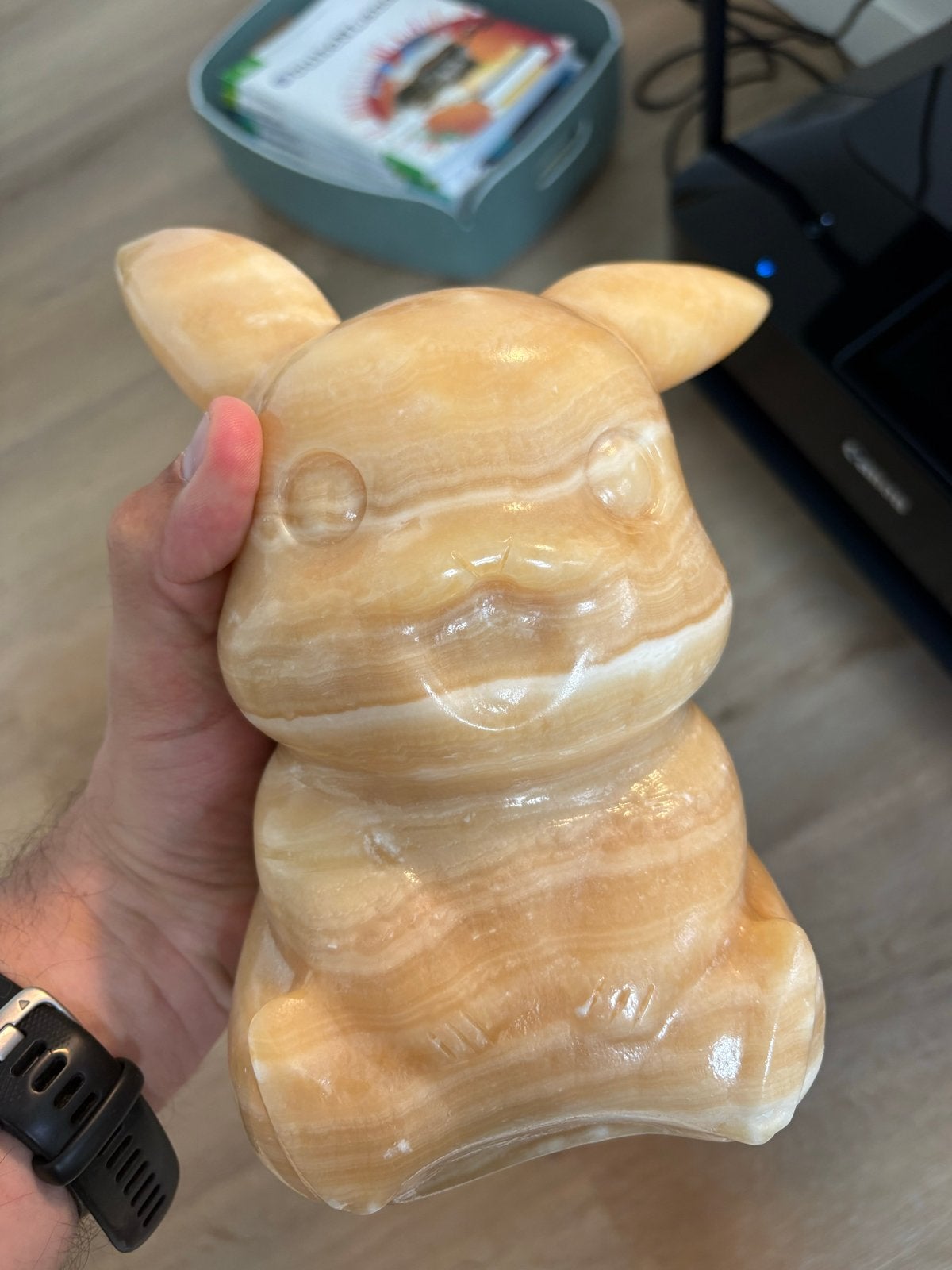 Unieke Calciet Pikachu Beeldje - Handgesneden Decoratie, Ophalen, Zo goed als nieuw