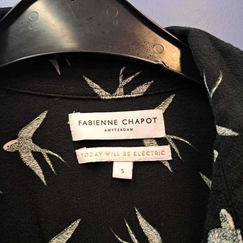 Fabienne Chapot Blouse – Zwarte Vogelprint – Maat S nr 51217, Kleding | Dames, Blouses en Tunieken, ., Zwart, Fabienne Chapot