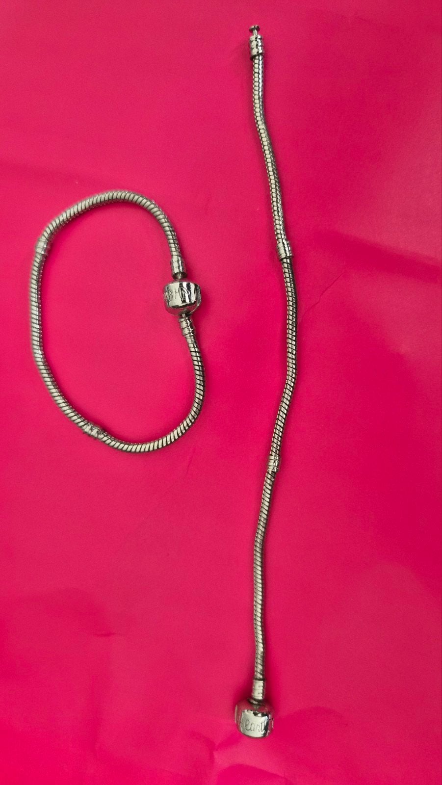Armbanden 19cm en 21cm  Heartbeads ook compatibel met andere, Ophalen of Verzenden, Nieuw, Zilver