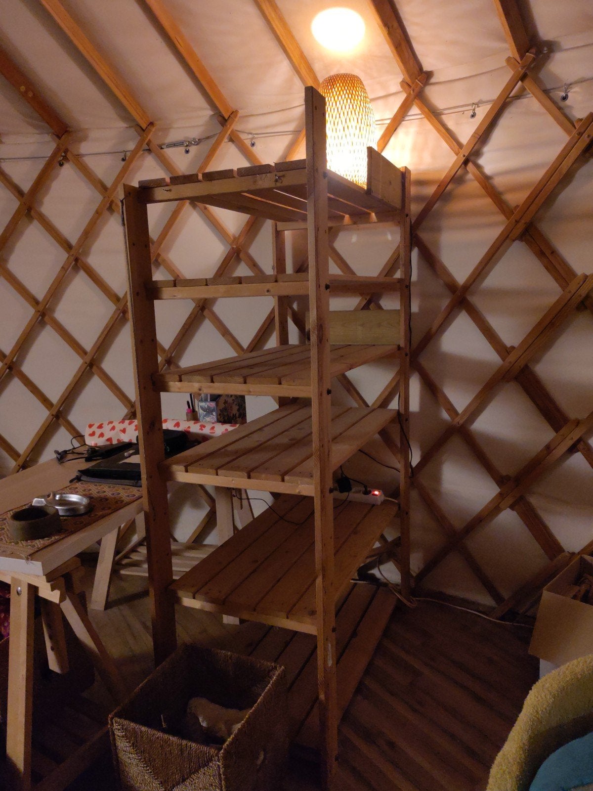 Houten stellingkast met 6 planken (2x), Ophalen, Gebruikt
