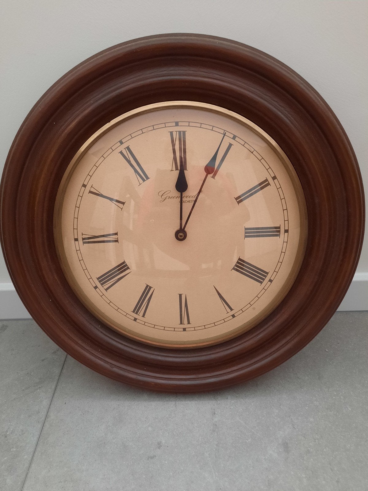 Vintage Houten Wandklok, Ophalen, Analoog, Werkt op batterijen, Wandklok