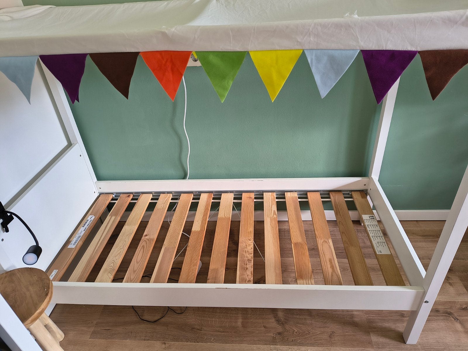 Kinderbed hemelbed wit 160x70, Kinderen en Baby's, Kinderkamer | Bedden, Ophalen, Gebruikt, 70 tot 85 cm, 140 tot 160 cm