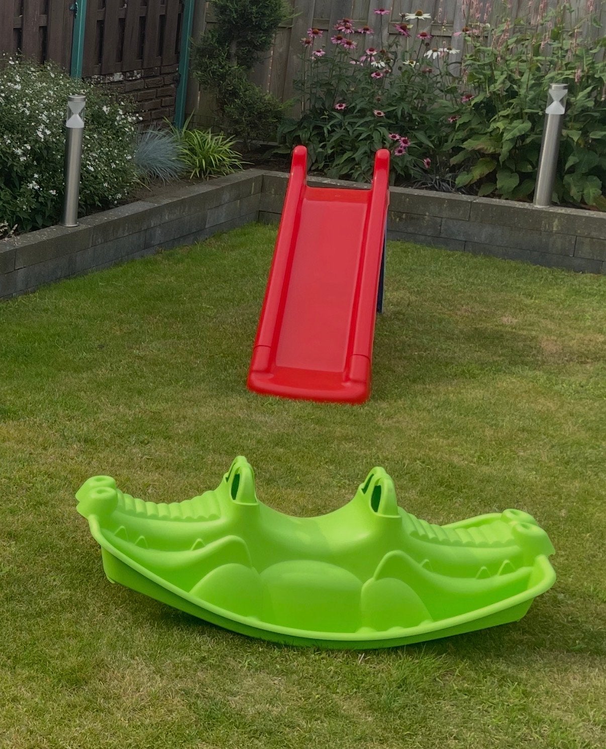 Rode Glijbaan en Groene Krokodil Wip, Ophalen, Zo goed als nieuw, Glijbaan
