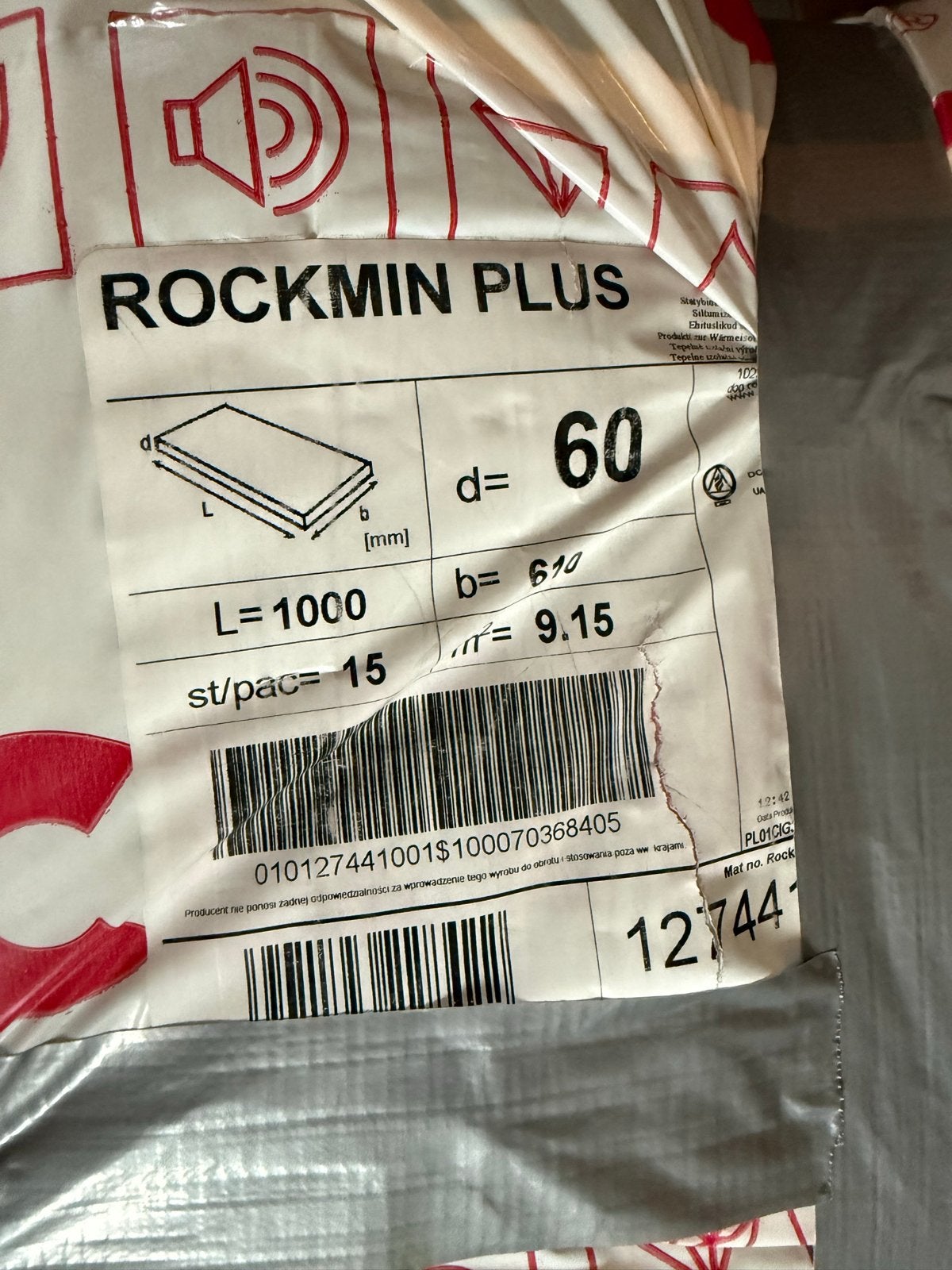 Rockwool Rockmin Plus isolatieplaten, 60 mm dik, Ophalen, 4 tot 8 cm, Nieuw, Steenwol