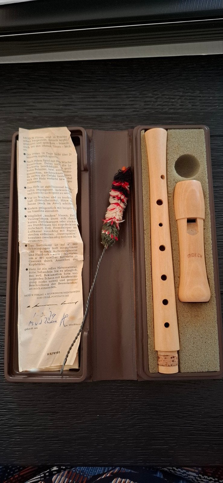 Moeck sopraan blokfluit in etui., Ophalen of Verzenden, Zo goed als nieuw, Sopraan of Sopranino, Met koffer, hoes of etui