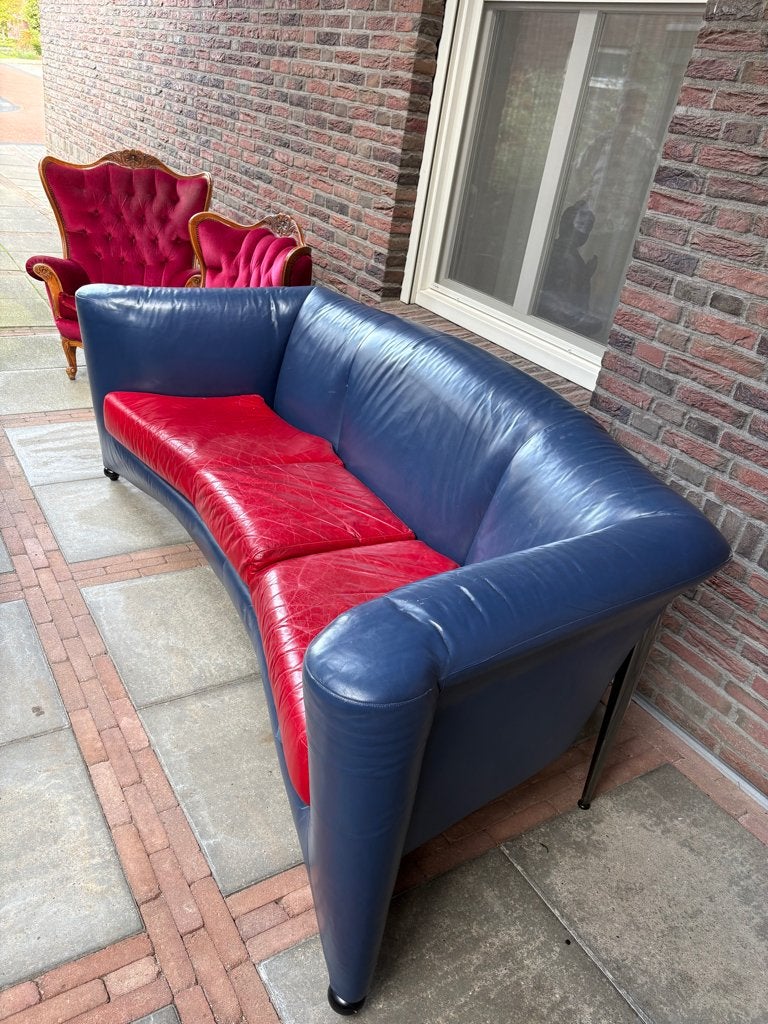 leolux bank leder, Gebruikt, Driepersoons, Ophalen of Verzenden, Rechte bank