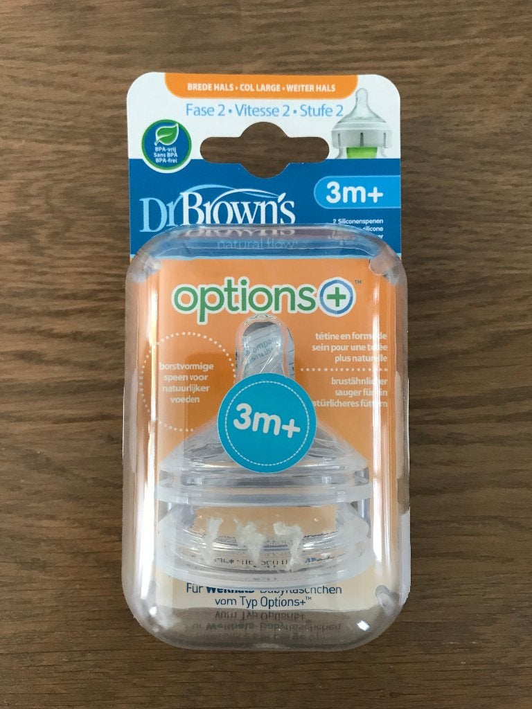 Dr. Brown's Options+ Prematuurspeen Brede Halsfles (2 stuks), Ophalen, Nieuw, Speen, Dr. Brown's
