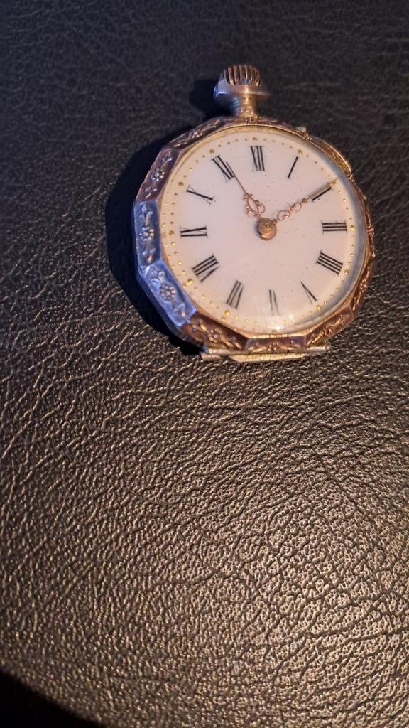 Antiek Zilveren Galonné Zakhorloge - Art Nouveau 18/19e eeuw, Ophalen, Goud, Overige merken