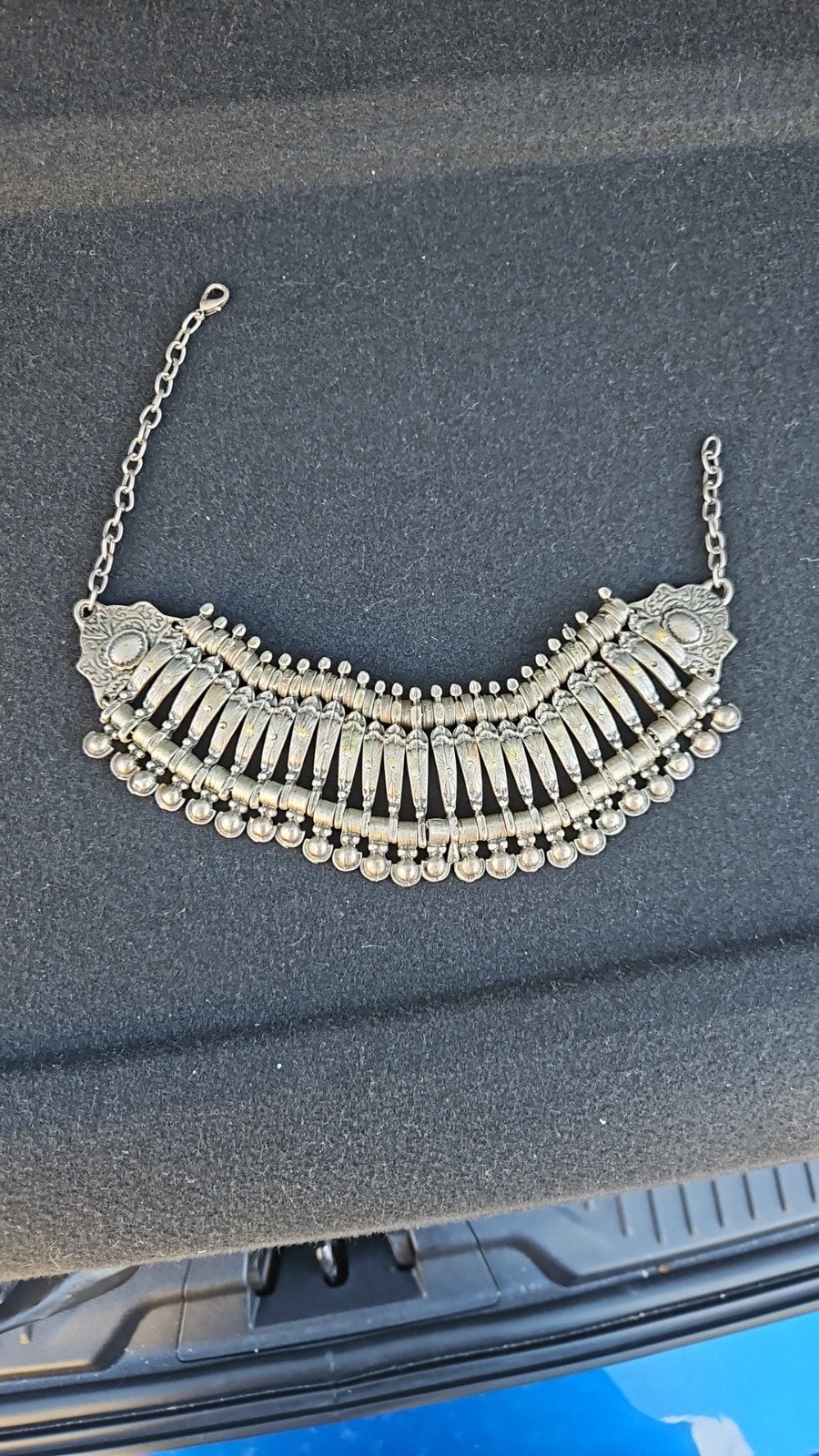 Zilverkleurige Statement Ketting, Ophalen of Verzenden, Gebruikt, Zilver, Zilver