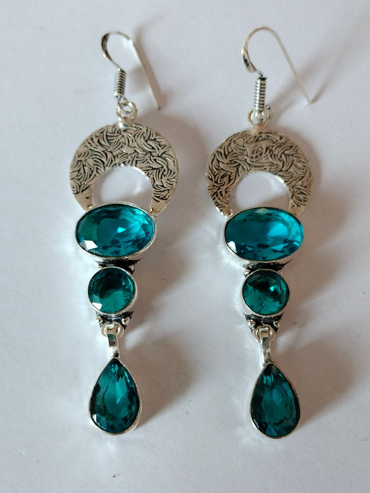 zilveren oorbellen met blauw topaas, Hangers, Nieuw, Met edelsteen, Zilver