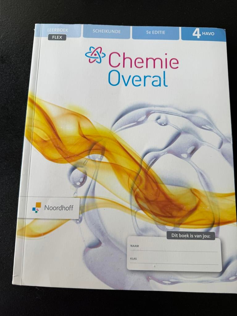 Chemie Overal 4 HAVO Leerboek 5e editie Noordhoff, Ophalen of Verzenden, Zo goed als nieuw