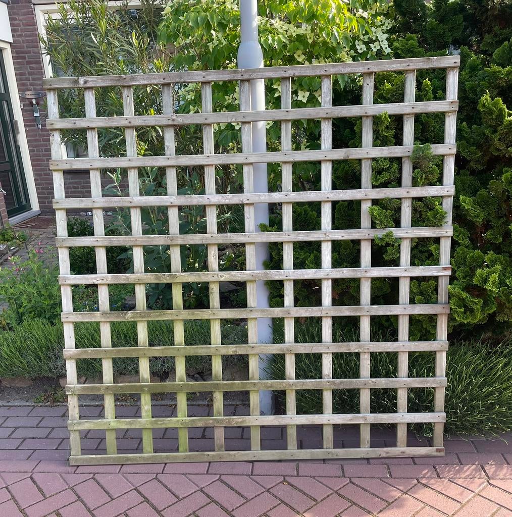 Grenen Trellisscherm / Klimrek /tuinscherm 180x180 cm, Ophalen, Minder dan 3 meter, Hout, 1 tot 2 meter