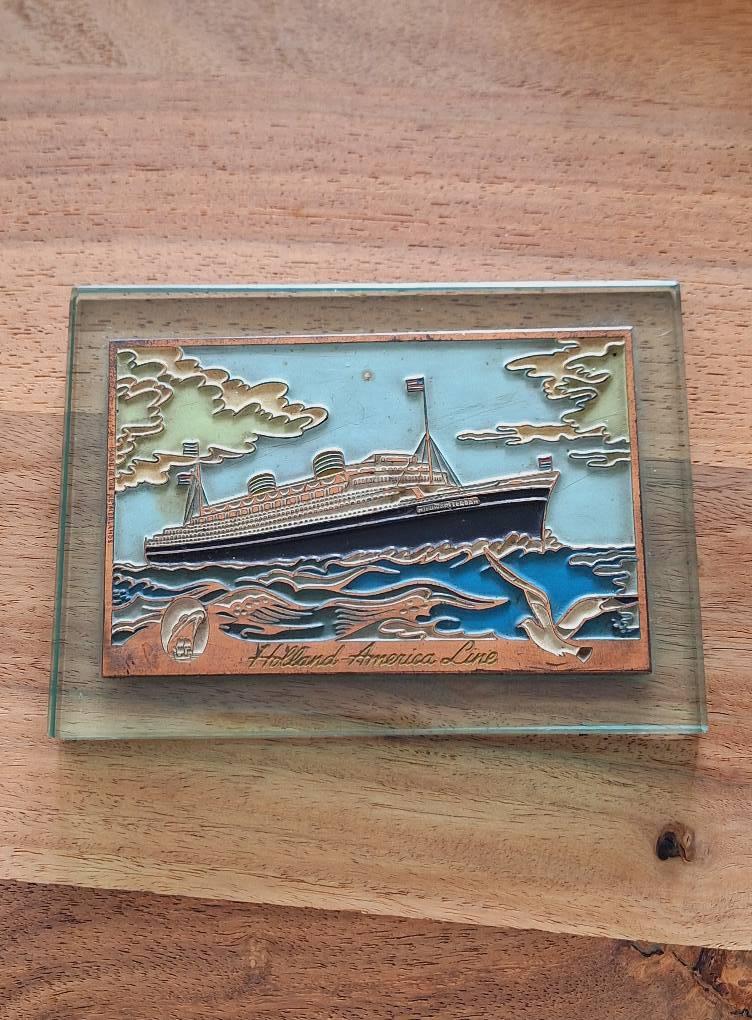 Vintage reclame presse-papier van de Holland America lijn🚢, Gebruikt, Gebruiksvoorwerp, ., Motorboot of Zeilboot