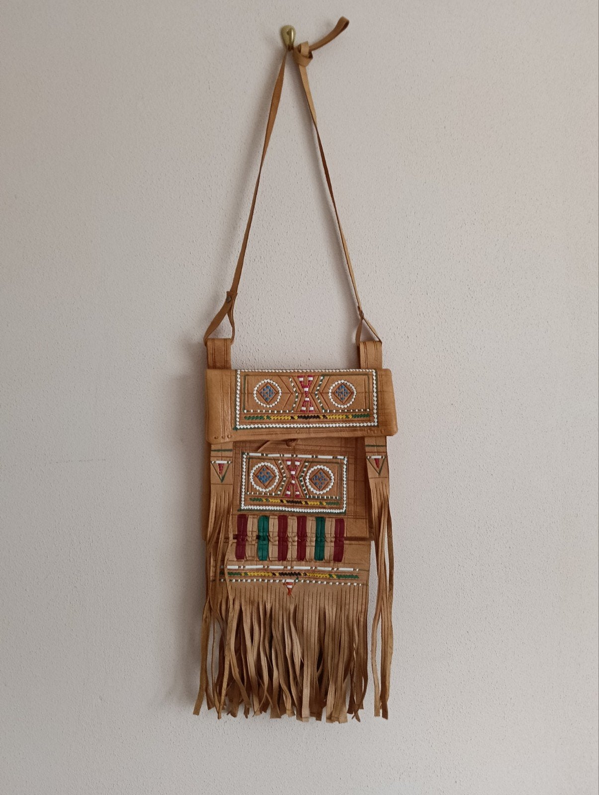 Aparte boho tas echt leer, Ophalen of Verzenden, Zo goed als nieuw, Bruin, Leer