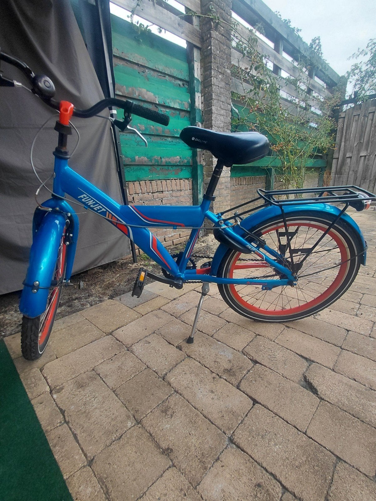 Funjet/Popal kinderfiets 24 inch - Blauw met rode accenten, Velgrem, Ophalen, Overige merken, Gebruikt