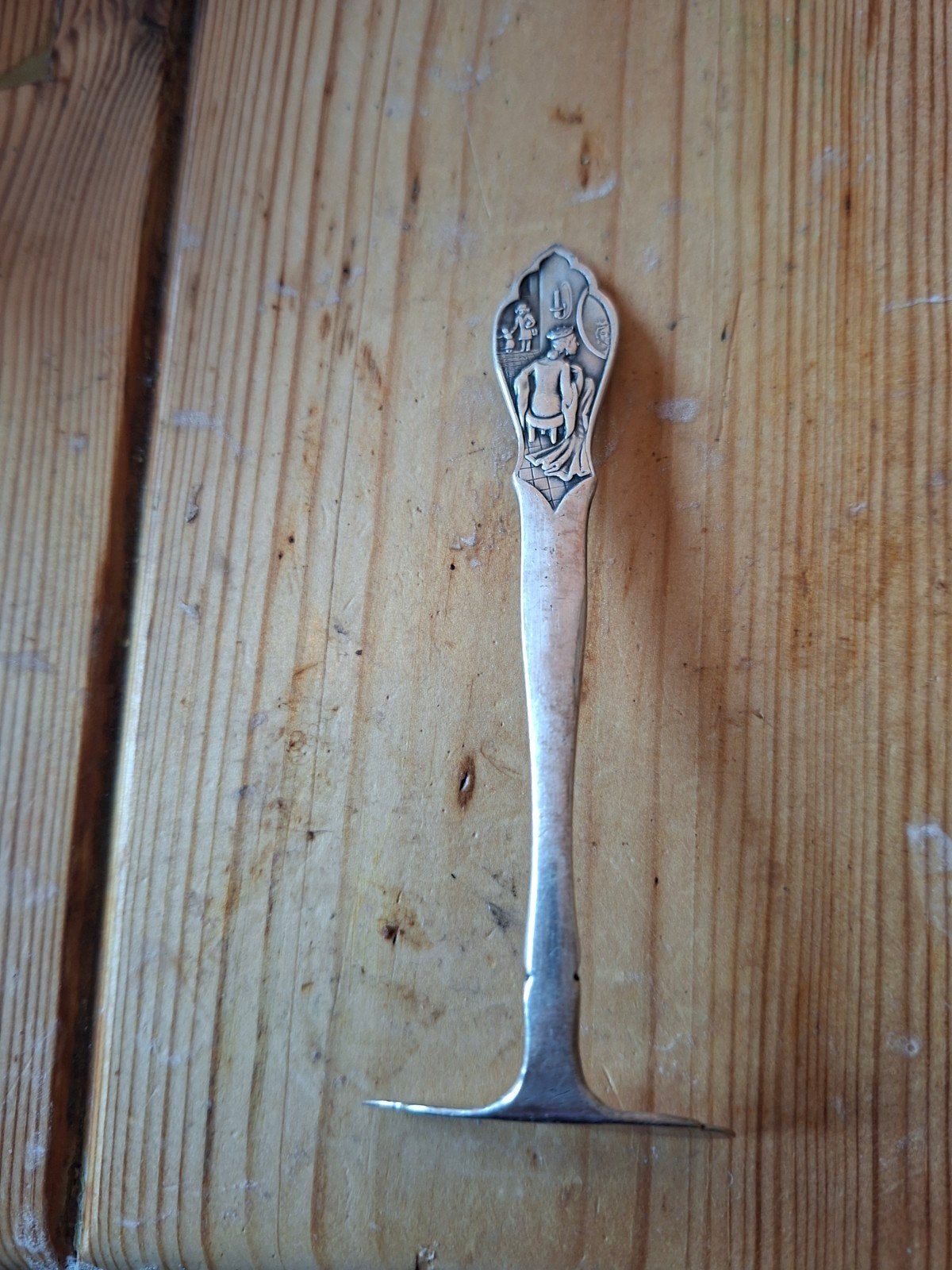 Antieke zilveren kaasmes met decoratieve handgreep, Antiek en Kunst, Ophalen of Verzenden