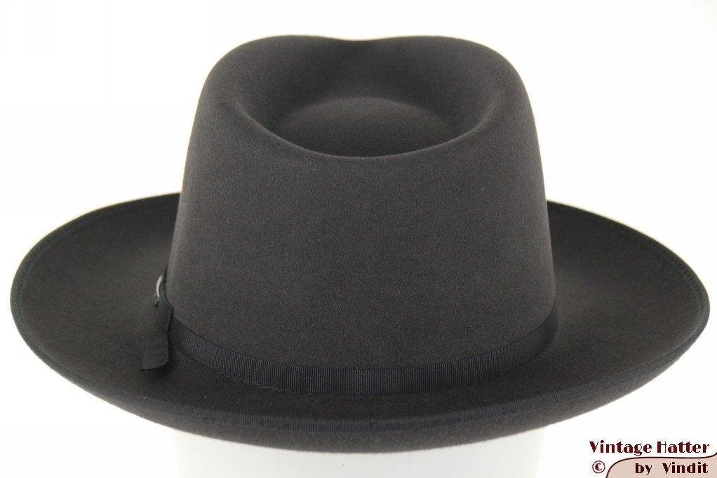 Gleufhoed Stetson donker grijs vilt 55,5 = S tot XS nieuw, Stetson, Hoed, Nieuw, Ophalen of Verzenden