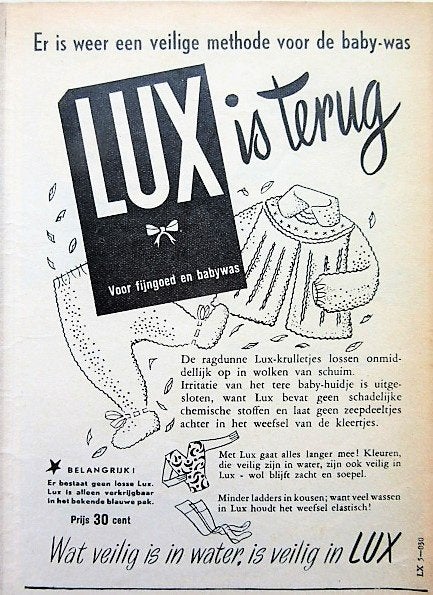 34 vintage advertenties reclames Lux 35-70 wasmiddel Smurf, Verzamelen, Ophalen of Verzenden, Gebruikt, Overige typen