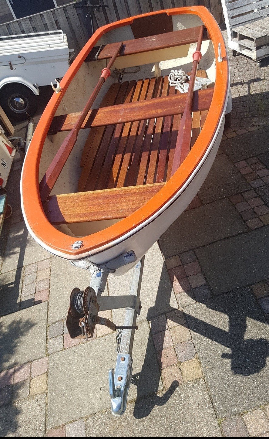 polyester bootje met motor en trailer, Watersport en Boten, Ophalen, Gebruikt, Minder dan 15 m², Overige typen