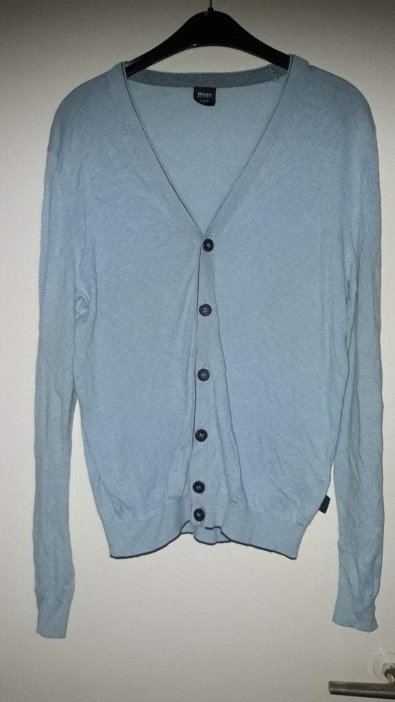 Bijna nieuw HUGO BOSS slim fit knopen Vest Blauw M, Verzenden, Zo goed als nieuw, Maat 48/50 (M), Blauw