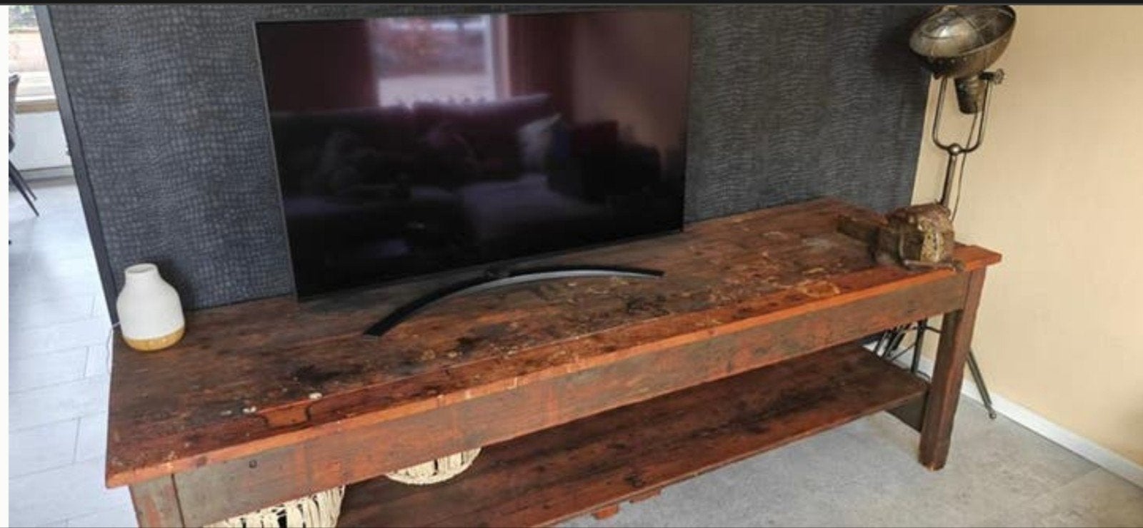 Industrieel tv meubel werkbank, Ophalen, 25 tot 50 cm, Minder dan 100 cm