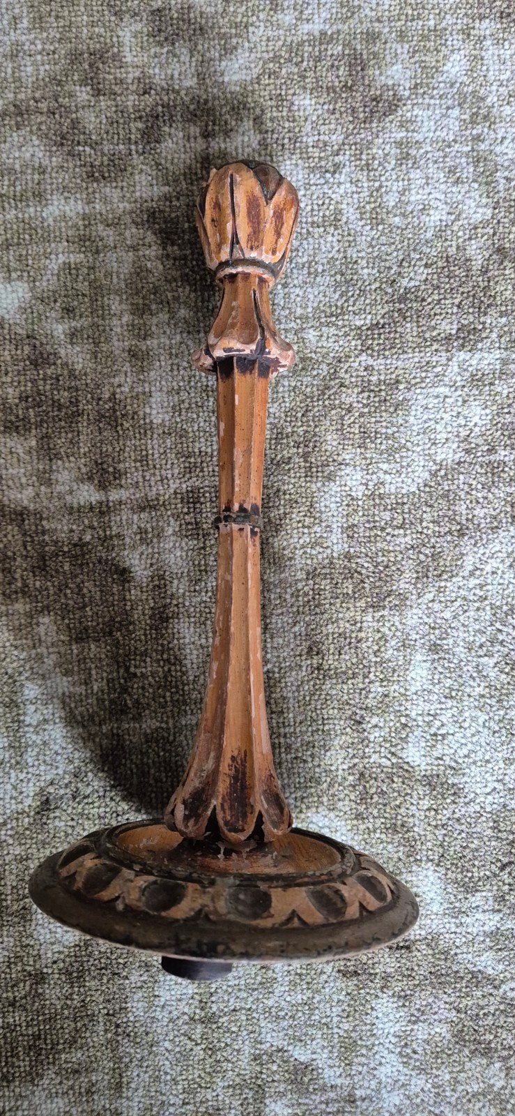 Antieke houten lampenvoet, handgesneden, Ophalen of Verzenden