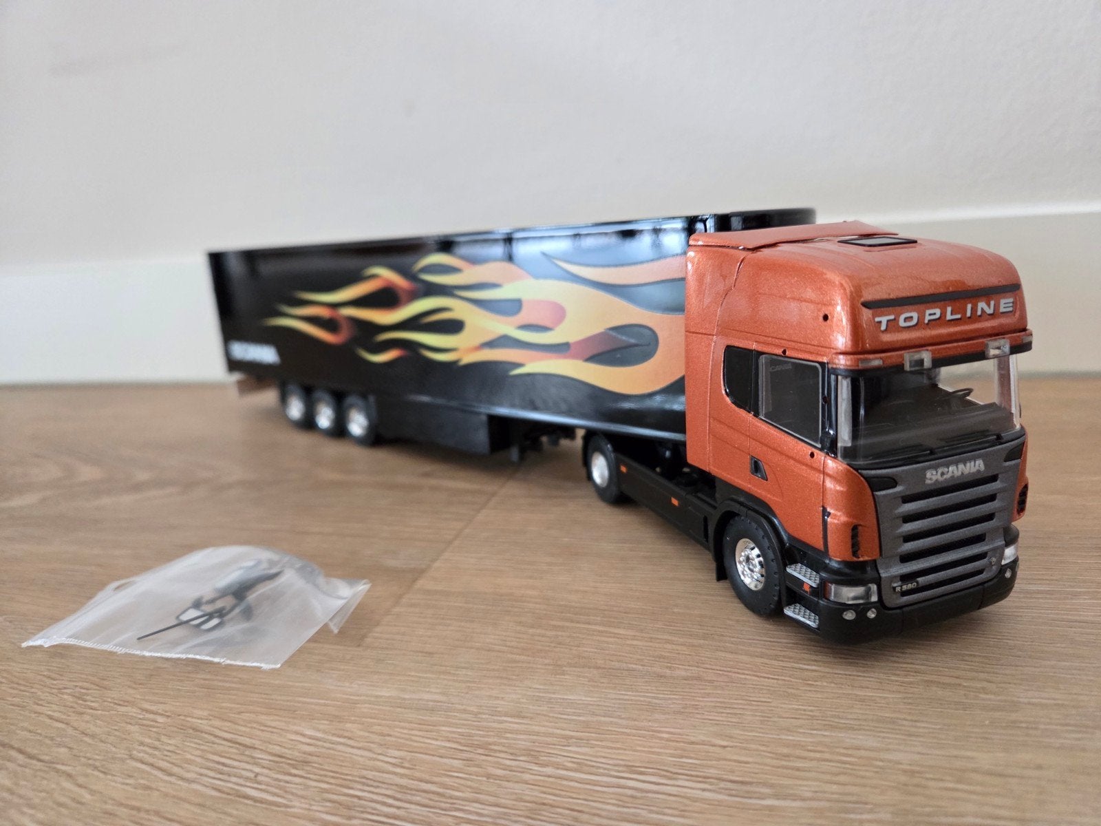 Tekno Scania R580 V8 Topline demo met koeloplegger, Ophalen of Verzenden, Nieuw, Bus of Vrachtwagen, Tekno