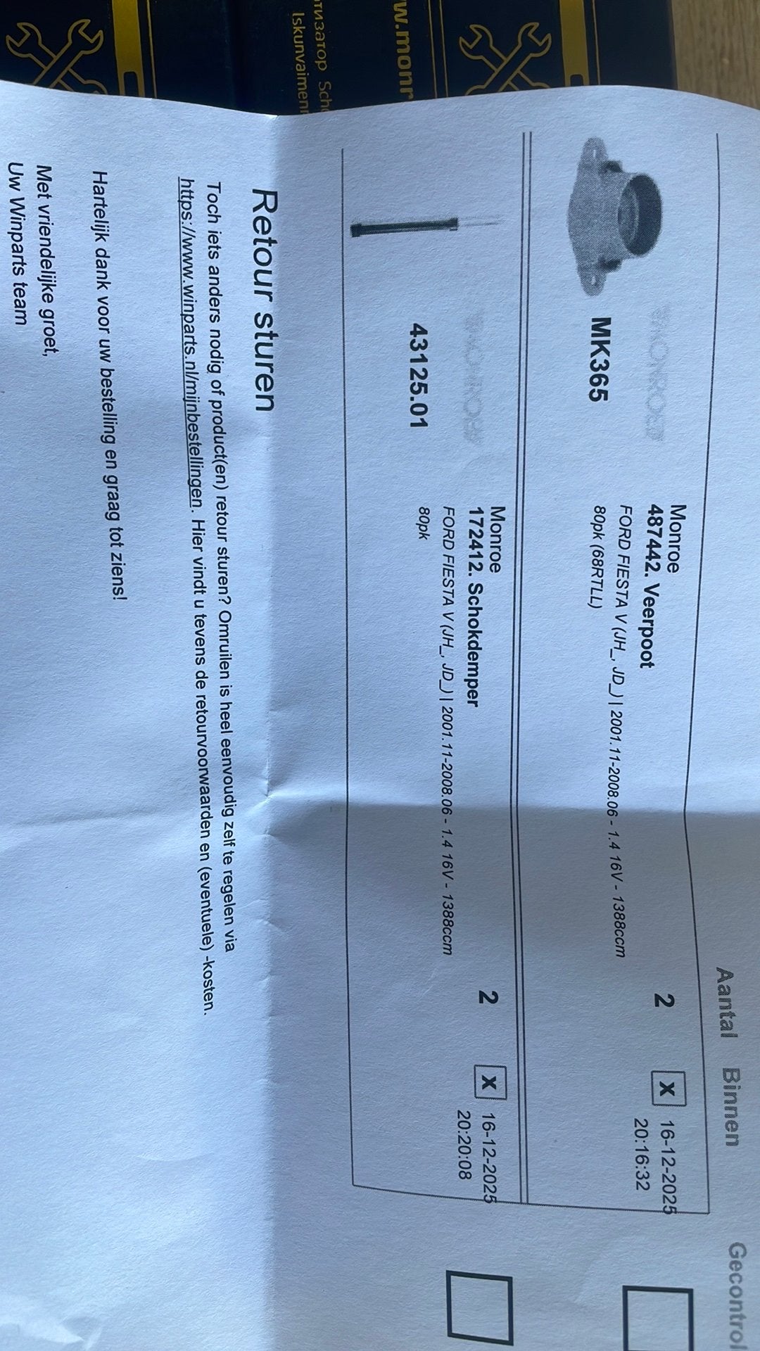 Ford fiesta schokdemper en veerpoot nieuw, Ophalen of Verzenden, Nieuw, Ford