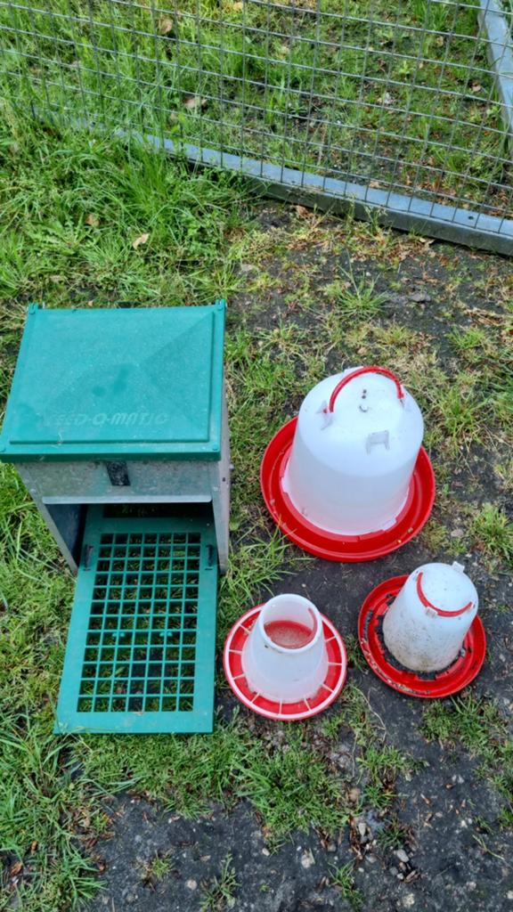 Keurige set ! Kippen voerbak trapbak en 3 voer / drinksilo, Dieren en Toebehoren, Pluimvee | Toebehoren, Ophalen of Verzenden