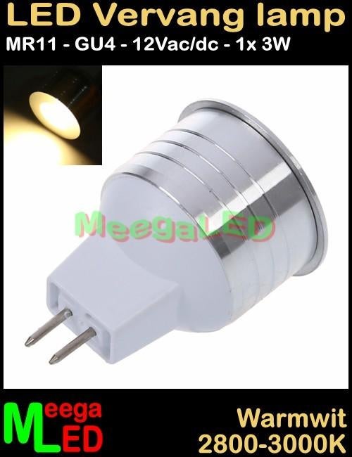 Boot LED lamp spot MR11 GU4 LEDspot 3 watt 12V - 3W, Ophalen of Verzenden, Nieuw, Binnenverlichting