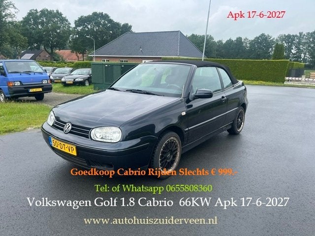 VOLKSWAGEN Golf 1.8 CABRIOLET 66KW Nw Apk Lm Velgen, Auto's, 13 km/l, Cabriolet, Origineel Nederlands, Bedrijf