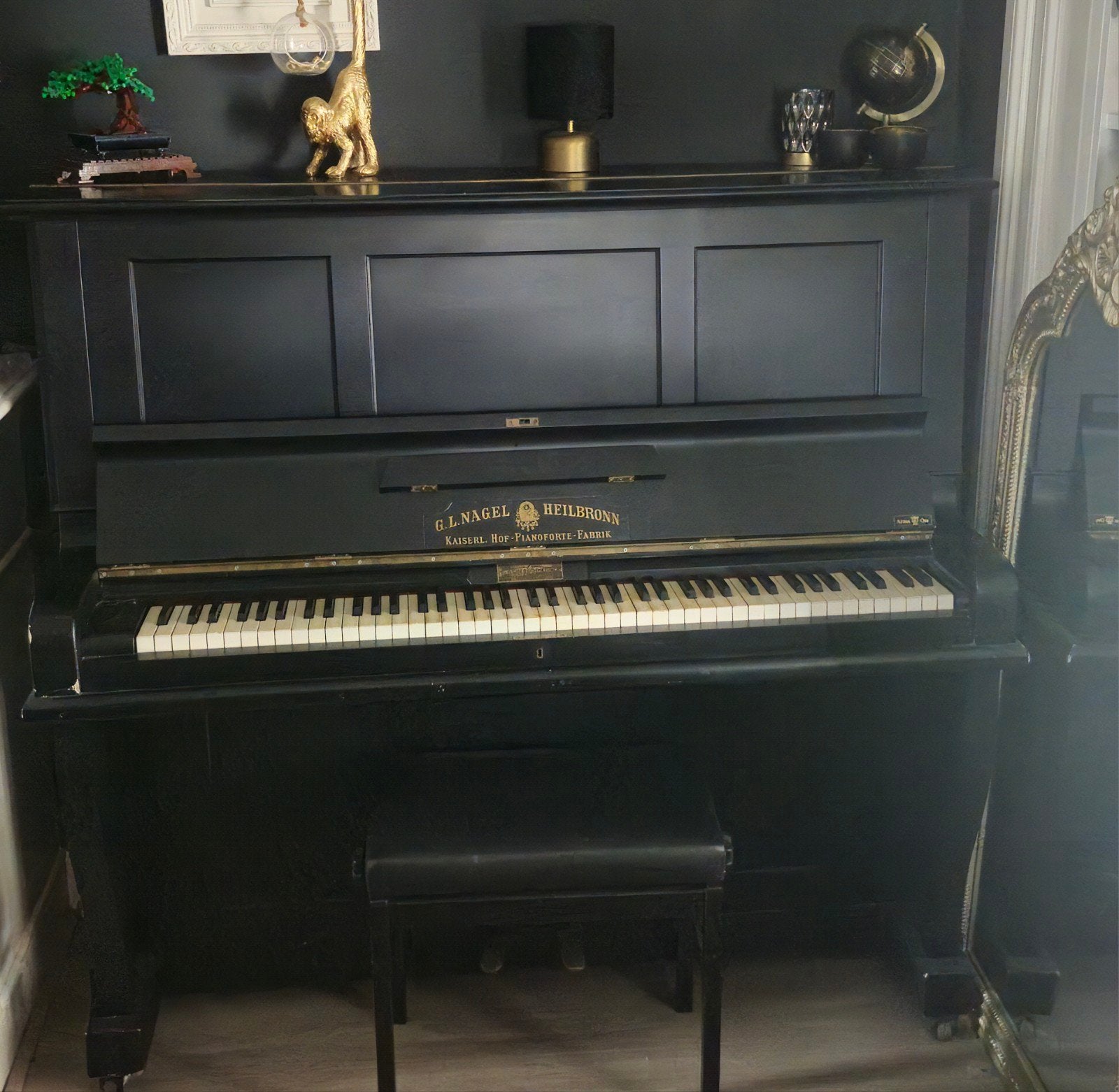 antieke zwarte piano, Muziek en Instrumenten, Piano's, Ophalen, Gebruikt, Zwart