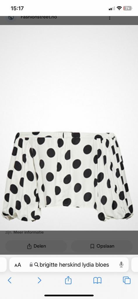 Off shoulder blouse met stippen brigitte herskind, Ophalen of Verzenden, Nieuw, Maat 36 (S), Wit