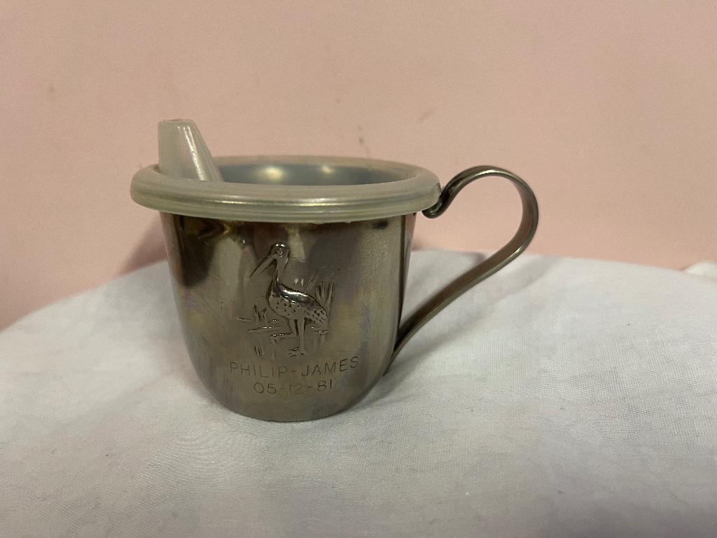 Verzilverde baby beker vintage, Antiek en Kunst, Ophalen of Verzenden
