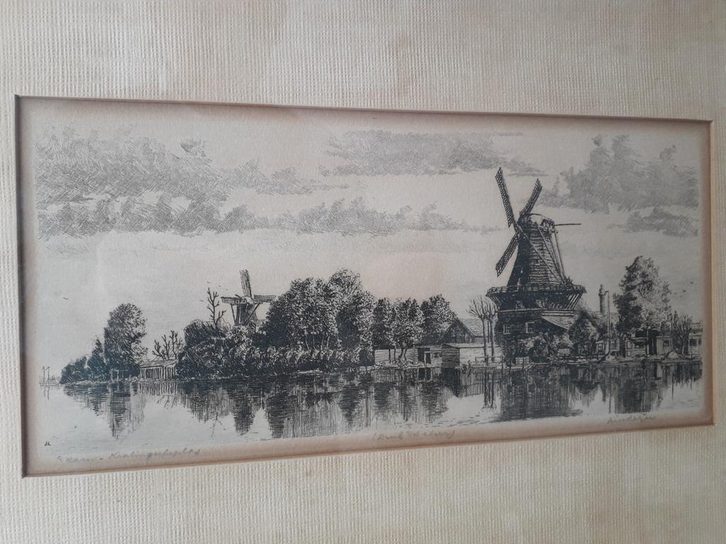 Ets van molens aan de Kralingseplas, gesigneerd 'Lindeijer', Ophalen